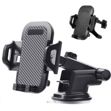 Car Phone Holder, 3 in 1 Long Arm Suction Cup Universal Phone Mount Dashboard Windshield Air Vent Compatible with All Smartphones