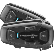 INTERPHONE U-Com 8R Twin Pack Motorcycle Intercom with Mesh 2.0 Communication, Up to 24 Riders, 1.6 km Distance, 18 Hours Battery Life, TFT and GPS Compatible, 40mm HD Speaker