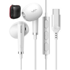 USB C Headphones for iPhone 16 15 Pro Max Samsung Galaxy A55 A35 A34 A54 A53 S24 Ultra Headphones Type C with Microphone HiFi Stereo USB C In-Ear Headphones for Xiaomi 14 13 Pixel 9 Pro XL 8a OnePlus