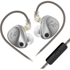 KZ Castor In Ear Monitor, Dual Dynamic Driver, Wired IEM Earbuds, HiFi In Ear Headphones, Sound Tuning, Noise Isolating IEM, Removable 2-Pin Cable (Silver, with Micro)