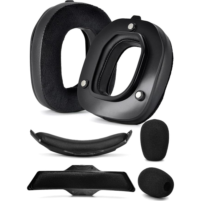 A50 Gen 3 Mod Kit - defean Replacement Ear Pads and Headband Compatible with Astro A50 Gen 3 Headset Ear Pads Noise Cancelling Foam Extra Thickness (Black Protein and Velour)