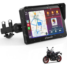 Carpuride W702 Wireless Carplay Screen for Motorcycle, Portable CarPlay & Android Car for Motorcycle, 7 Inch Waterproof Touch Screen, Supports Dual Bluetooth, GPS Navigation, Siri.