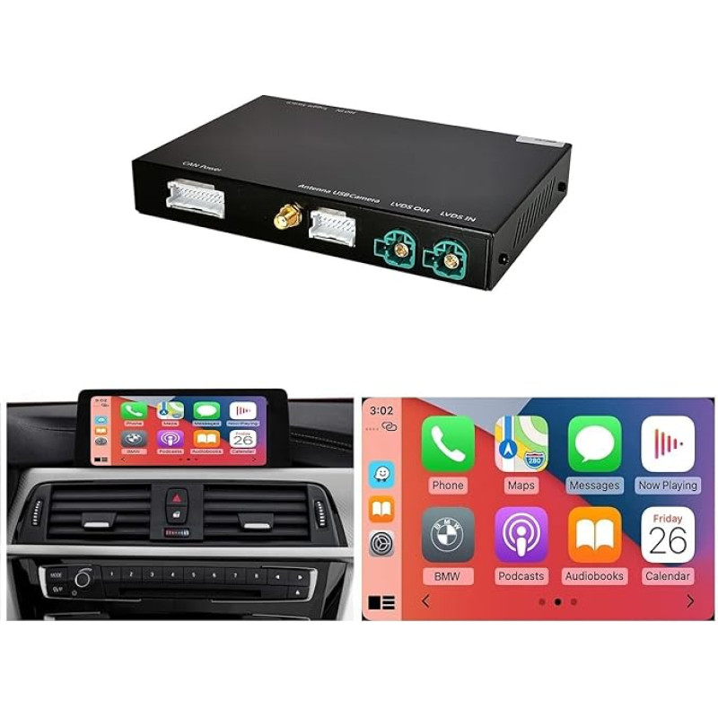 Retrofit Kit Decoder with Wireless CarPlay & Android Car Mirrorlink Navigation for BMW 1 3 5 6 7 Series 2008-2012 X1 X3 X5 X6 CIC System E70 E71 F25 E84 2009-2015 Year (Don't fit for F20 f30)