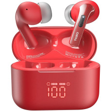 TOZO T20 Headphones Wireless Bluetooth 5.3 Bluetooth Headphones IPX8 Waterproof In-Ear Earphones with LED Display, App Control, 48.5 Hours Battery Life, Dual Mic Noise Cancelling Headphones - Red