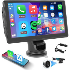 Hodozzy iOS Carplay Screen for Car, Portable 7 Inch Touch Screen Wireless Carplay and Android Car Display External with Bluetooth, Airplay Mirror Link Navi, FM EQ/AUX/TF/USB, Portable Car Radio