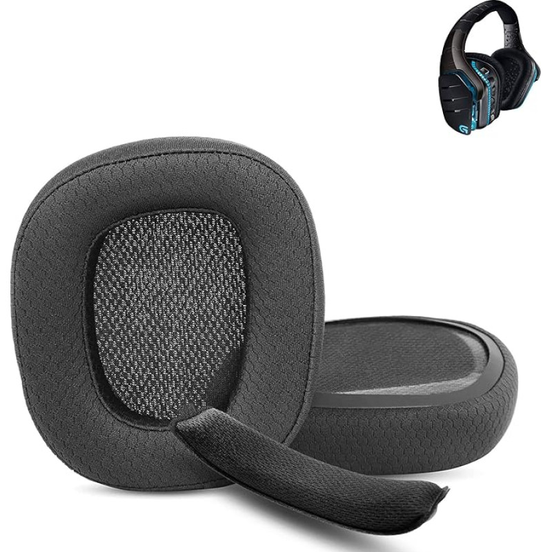 XRHTONG Ear Pads + Headband Replacement Compatible with Logitech G935 G635 G933 G933S G633 G633S Gaming Headsets Ear Pads and Headband Cushions (Breathable Fabric / High-Quality Foam)