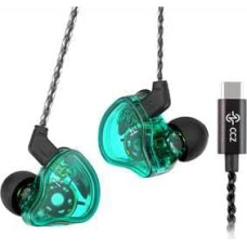 CCZ Melody Headphones Yinyoo Hybrid 1ba 1DD HiFi in Ear Monitors, Deep Bass Lightweight In-Ear Headphones IEM with 4N Cable for Musician/Drummer/Bassist/Guitarist (Green, with Microphone Type-C)