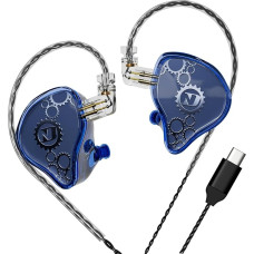 ND Venus In-Ear Monitor Headphones, 10mm Double Magnetic Dynamic Driver, IEM Headphones, HiFi Wired Gaming Earbuds, 2 Pin Detachable Cable (with Microphone, Blue)