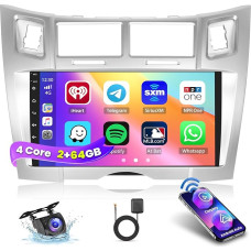 Inefala 9 Zoll Android 13 Autoradio für Toyota Yaris/Vizi 2005-2011 2 DIN Bildschirm (2 + 64GB) mit Wireless CarPlay Android Auto FM RDS GPS Bluetooth Lenkrad Steuerungen Rückfahrkamera