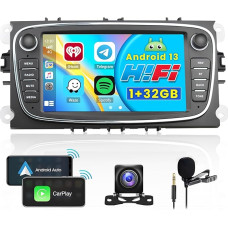 1GB + 32GB Android 13 Car Radio for 2008-2011 Focus II, S-Max, Mondeo 9, C-Max, 2006-2011 Galaxy II, Kuga Radio Wireless CarPlay Android Car Bluetooth 7 Inch Screen Car Radio Navigation