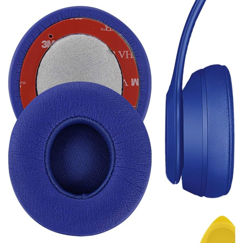 Geekria Earpads Replacement for Solo3, Solo 3.0, Solo 2 Wireless On-Ear Headphones Replacement Ear Pad/Ear Cushion/Ear Cups (Dark Blue)