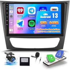 OiLiehu 2G + 64G Android 13 Car Radio 2DIN Carplay Android Car for Mercedes Benz W211 E-Class CLS-Class W219 2005-2008 Car Radio with Screen 9 Inch with EQ/Bluetooth/FM RDS/WiFi/GPS/Rear View Camera