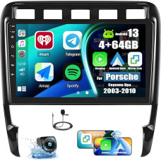 4+64G Android 13 Car Radio for Porsche Cayenne 2003-2010 with Carplay Android Car, 9 Inch Touchscreen Radio with Intelligent Voice Bluetooth WiFi GPS FM / RDS 36EQ Network Radio SWC + Reversing Camera