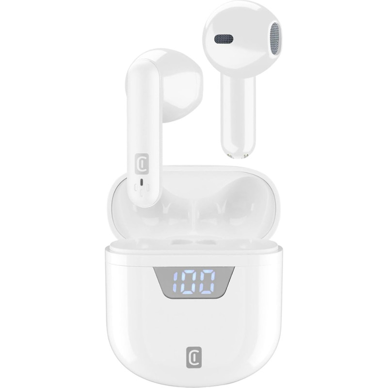 cellularline Seek Universal Bluetooth 5.0 HiFi Stereo Headphones with Charging Case Total Autonomy of 15 Hours Charging 2 Hours Range 10 m Universal White