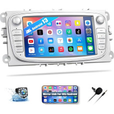 Android 13 Car Radio for Ford Focus II Mondeo 9 S-Max C-Max Kuga 2008-2011 with Mirrorlink, 7 Inch Touchscreen Radio with Bluetooth FM/RDS/HiFi WiFi/GPS + AHD Rear View Camera & Mic