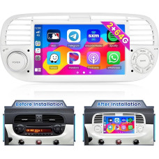 2 + 64 GB Hikity Android 13 Radio for Fiat 500 2007 2008 2009 2010 2011 2012 2013 2014 2015 Android Car Radio with Wireless CarPlay Android Car, 7 Inch Car Radio with Sat Nav WiFi HiFi RDS Rear View