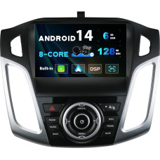 SXAUTO - 6G + 128G - Android 13 IPS Car Radio for Ford Focus (2012-2017) - Built-in Carplay/Android Car/DSP - LED Camera + MIC - DAB Steering Wheel Control Fast Boot 360-CAM WiFi - 2 DIN 9 Inches