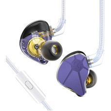 EZ EAR In-Ear Monitor CCZ BC04 HiFi Earphones DD & BA Dynamic Drivers Rich Details Cable Earphones IEM Deep Bass with 2 Pin Removable Cable for Phone PC Music Games (Purple, Microphone)