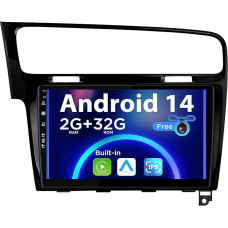 SXAUTO Android 12 IPS Car Radio for Golf 7 (2013-2018) - Built-in CarPlay / Android Car - Reversing Camera Free - 2G + 32G - Steering Wheel Control DAB Fast-Boot WiFi DSP -2 DIN 10.1 Inch - Black