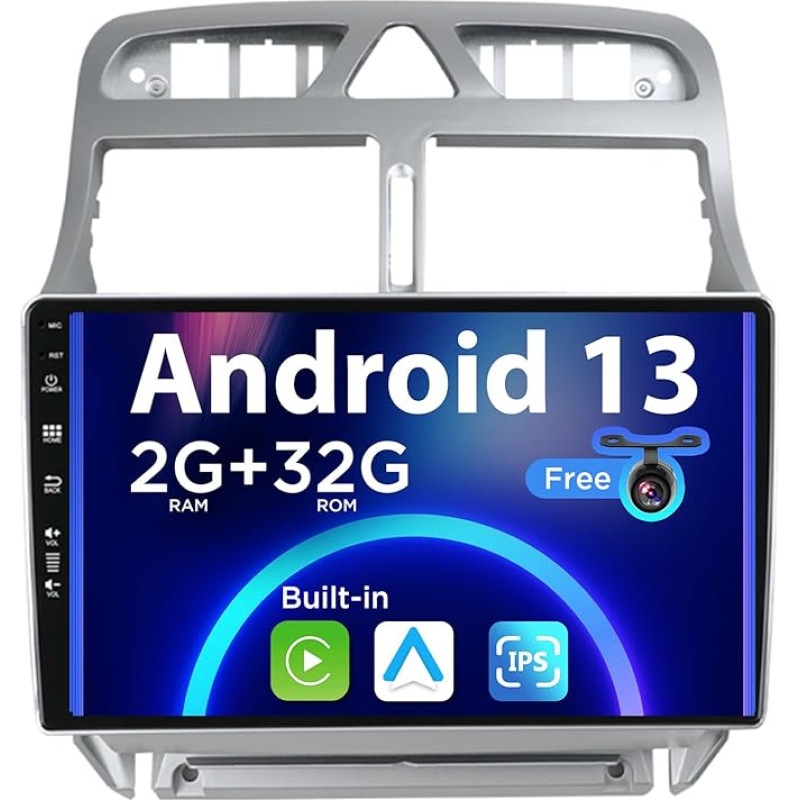 SXAUTO Android 13 IPS Car Radio for Peugeot 307 SW CC (2002-2013) - Built-in CarPlay / Android Car - Reversing Camera Free - 2G + 32G - Steering Wheel Control DAB Fast-Boot WiFi DSP BT - 2 DIN 9