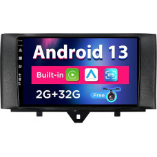 Android 13 IPS Car Radio Suitable for Mercedes Benz Smart Fortwo (2011-2015) - Built-in CarPlay / Android Car - Reversing Camera Free - 2G + 32G - Steering Wheel Control DAB Fast Boot WiFi 4G - 2 DIN