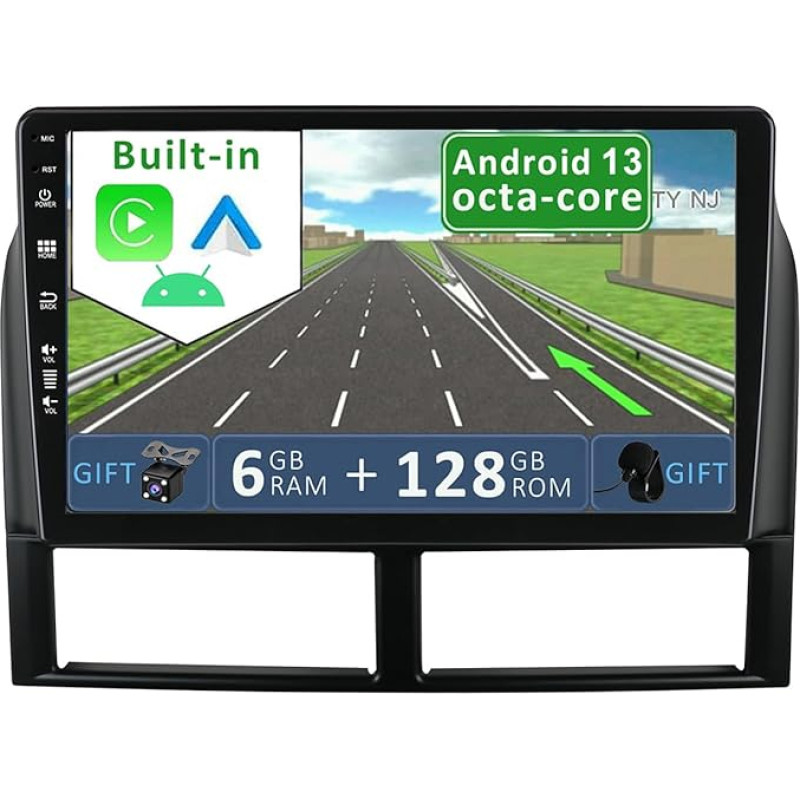 YUNTX [6GB + 128GB] Android 13 Car Radio for Jeep Grand Cherokee (1996-2006)-2 DIN [Integrated Wireless CarPlay/Android Car/DSP/GPS]-9 Inch IPS 2.5D Camera + MIC-DAB/Steering Wheel Control/360