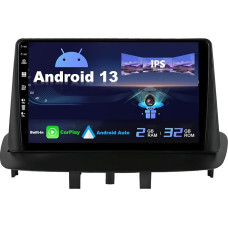 SXAUTO Android 12 IPS Car Radio Suitable for Renault Megane 3 (2008-2014) - Built-in Carplay/Android Car - Reversing Camera Free - 2G + 32G - Steering Wheel Control DAB WiFi Fast Boot BT 4G - 2 DIN 9