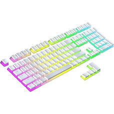 Ranked Pudding PBT Keycaps | 112 Double Shot Translucent ANSI US and ISO Layout | OEM Profile for RGB Mechanical Gaming Keyboard (White)