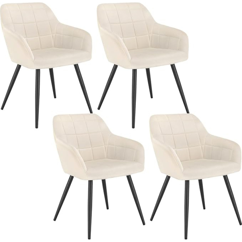 Woltu BH93-4, 4 valgomojo kėdžių komplektas, virtuvės kėdės, minkštos kėdės, dizaino kėdės su porankiais, metalinis rėmas