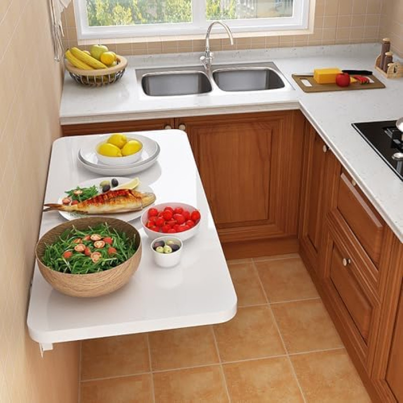 Wandmontierte klappbare Werkbank & Drop-Leaf-Tisch - Platzsparender Holztisch für Küche, Arbeitszimmer, Wäsche, Balkon - Einfache Montage, Vielseitiges & Langlebiges Design