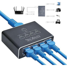 Tinklo jungiklis nuo 1 iki 4, AVNSCNK 1000 Mbps LAN jungiklis, 4 prievadų Gigabit LAN skirstytuvas, Ethernet jungiklis su USB C maitinimo kabeliu, skirtas kompiuteriui, jungikliui, maršrutizatoriui, priedėliui, ADSL, skaitmeninei televizijai