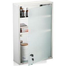 Relaxdays Medicine Cabinet, 3 Compartments, Lockable, H x W x D: Approx. 58 x 38 x 13 cm, Stainless Steel, Medicine Cabinet, Home Medicine Cabinet, Silver
