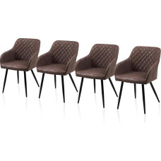 TUKAILAI Valgomojo kėdės, 4 dirbtinės odos komplektas, modernios virtuvės kėdės, minkštos kėdės, svetainės kėdės, porankiai su atramomis rankoms, atlošas, metalinės kojos, skirtos virtuvei,