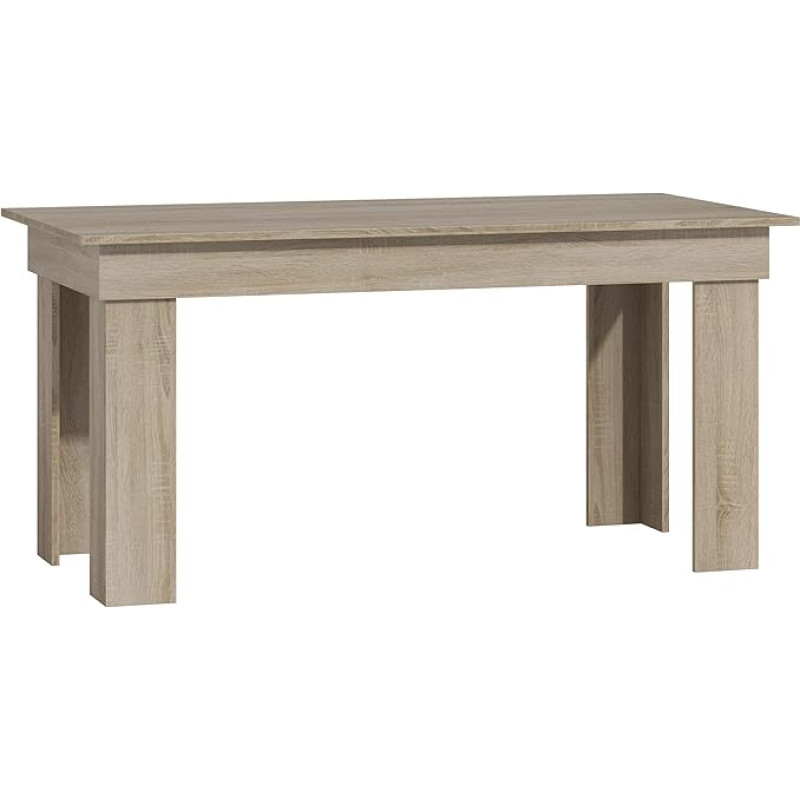 ADGO Madras valgomojo stalas 160 x 80 x 75 cm, stačiakampis stalas su 4 kojomis šeimai, valgomojo stalas, šeimos stalas, virtuvės stalas 4 žmonėms, kavos staliukas, svetainė, valgomasis, virtuvė