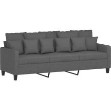 vidaXL Sofa 3-vietė, poilsio sofa su atlošu, svetainės sofos dizainas, metalinis rėmas, trijų vietų baldai, tamsiai pilkas audinys