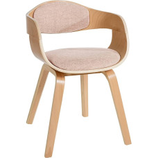 CLP dizaino lankytojų kėdė KINGSTON, medžiaginis užvalkalas, medinė kėdė, foteliai audinys: kreminis/korpusas: natūralios spalvos
