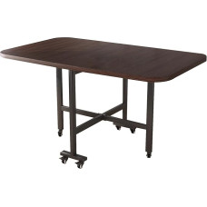 LYXXJRYBHD Klapptisch mit Rollen, Ausziehbarer Küchentisch, Faltbarer Esstisch, Robuster Kohlenstoffstahl Rahmen, DREI Klappmodi, Optimal für Kleine Essbereiche(Brown, 39.3in/100cm)