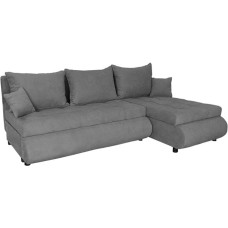 FORNIRO 24 NELA kampinė sofa su miego funkcija ir lovos dėže, sofa su 3 sėdimomis vietomis ir tvirtu užvalkalu, L formos universali sofa-lova, moderni sofa, 199 x 143 x 80 cm (pagrindinis audinys, tamsiai pilka)