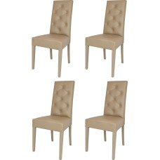 t m c s Tommychairs Chantal Modernios virtuvės ir valgomojo kėdės, tvirtos konstrukcijos, pagamintos iš lakuotos buko medienos, Cappuccino spalvos, apmuštos ir aptrauktos dirbtinės odos Cappuccino spalvos apmušalais,