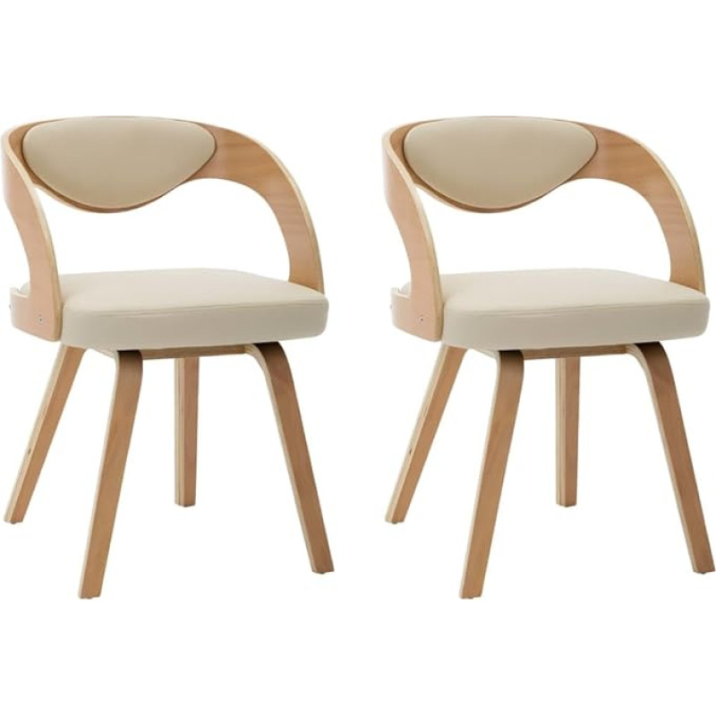 vidaXL valgomojo kėdės, 2 komplektas, valgomojo kėdės su porankiais, valgomojo kėdė, virtuvės kėdė, medinis rėmas, valgomojo kėdė, virtuvės kėdė, kreminės spalvos, dirbtinė oda