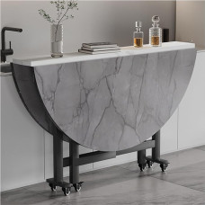 YCNLYSSR 100 cm, runder Klapp-Küchentisch mit 6 Rädern, vielseitiger ausziehbarer Esstisch für die Küche und das Büro, platzsparender Klapp-Esstisch