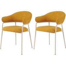 Rebecca Mobili RE7027 2 valgomojo kambario kėdžių rinkinys virtuvėje Poliesterio audinys Plieninė garstyčių geltona balta Šiuolaikinis stilius Patogūs matmenys V x Š x G: 82,5 x 57 x 56,5 cm