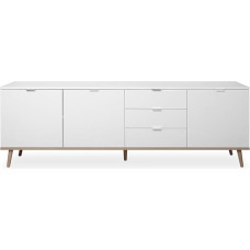 iperbriko Geteborgo šoninė lentynėlė matinės baltos spalvos ir Sonoma ąžuolo masyvo 200 x 68 cm