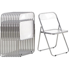 LuxNook 12 Folding Chairs, PET Transparent Metal Chair, Folding Chair, 150 kg Load Capacity for Dining Room, Living Room, Garden