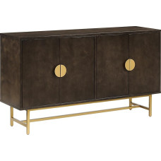 Crosley Furniture Blair Mid-Century Modern Sideboard Buffet Cabinet with Storage Space, Living Room Credenza, Dark Brown/Gold