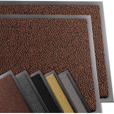 VOUNOT Set of 2 High-Quality Doormat Indoor and Outdoor Dirt Trapper Mat Non-Slip Washable and Weatherproof Door Mat for Entrance Area and Outdoor Use Runner Hallway Thin 60 x 90 cm Brown/Black
