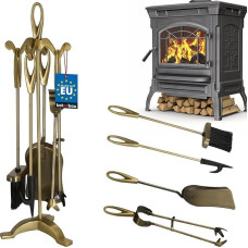 KOTARBAU® Fireplace Set in Retro Style Poker Broom Tongs Shovel 4-Piece