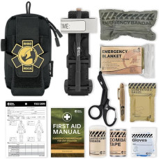 RHINO RESCUE EDC IFAK, traumų rinkinys, Molle taktinis krepšys, traumų rinkinys kasdieniam nešiojimui, juodas