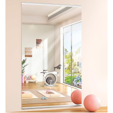 Hasipu Wall Mirror 240 x 100 cm, Gym Mirror, Dance Studio, Silver Frameless, Tempered Glass, Aluminium Frame, Waterproof, Wall Mounted