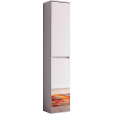 trendteam smart living - Mirror - Wardrobe - White - Multi-Purpose Cabinet with Plenty of Storage Space - (W x H x D) 37 x 191 x 34 cm - 7 Shelves - Scratch-Resistant